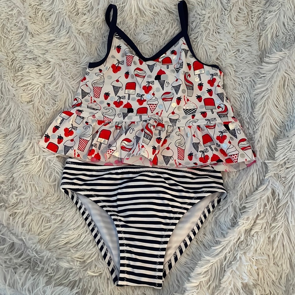 NWT Tommy Bahama Red White Blue Ice Cream Swim Suit UPF 50 Protection 3T